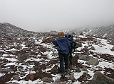 Ecuador Chimborazo 04-01 Hiking To Whymper Refuge We hiked uphill for 35 minutes from the Carrel Refuge to the Whymper Refuge (5000m).